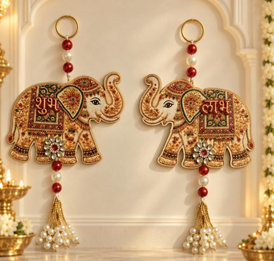 Shubh Labh Wall Hanging for Home elephant Picture